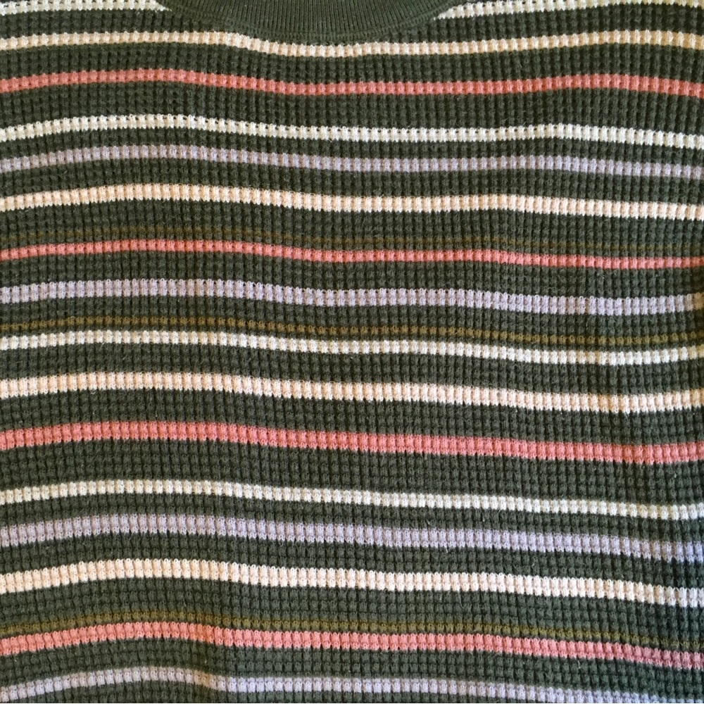 Wallace Lake Waffle sweater organic cotton REI green pink medium - Picture 8 of 14